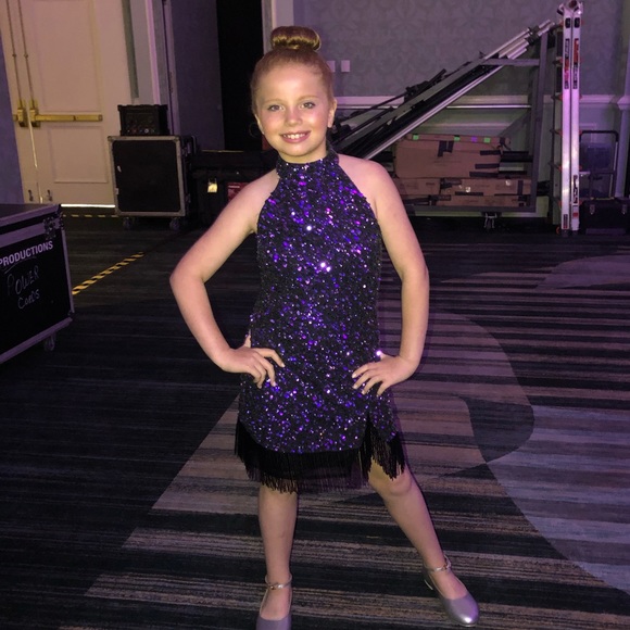 Ashley Lauren purple Sequin and Black Fringe Cocktail - Picture 8 of 9